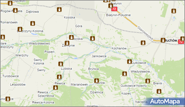 mapa Jankowice-Kolonia gmina Jeżów, Jankowice-Kolonia gmina Jeżów na mapie Targeo