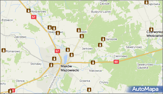 mapa Jankowo gmina Czerwonka, Jankowo gmina Czerwonka na mapie Targeo