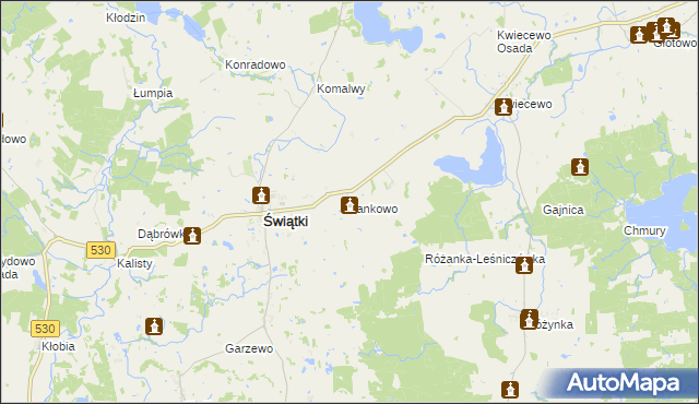 mapa Jankowo gmina Świątki, Jankowo gmina Świątki na mapie Targeo