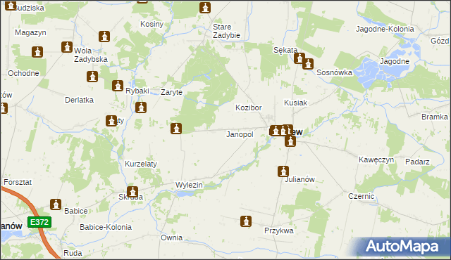 mapa Janopol gmina Kłoczew, Janopol gmina Kłoczew na mapie Targeo