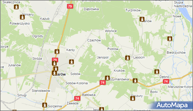 mapa Janopol gmina Ożarów, Janopol gmina Ożarów na mapie Targeo