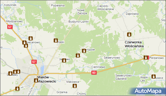 mapa Janopole gmina Czerwonka, Janopole gmina Czerwonka na mapie Targeo