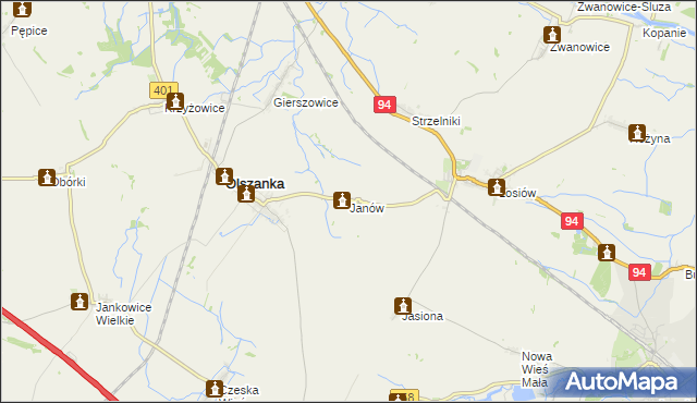 mapa Janów gmina Olszanka, Janów gmina Olszanka na mapie Targeo