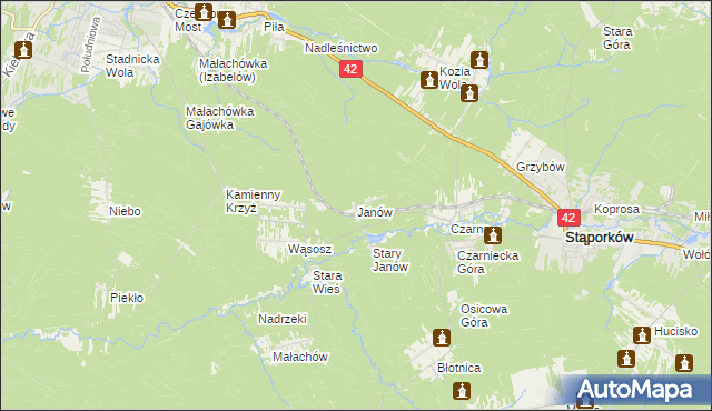 mapa Janów gmina Stąporków, Janów gmina Stąporków na mapie Targeo