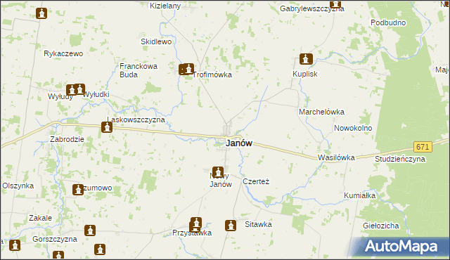 mapa Janów powiat sokólski, Janów powiat sokólski na mapie Targeo