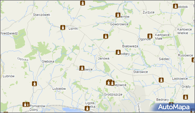 mapa Janowa gmina Otmuchów, Janowa gmina Otmuchów na mapie Targeo