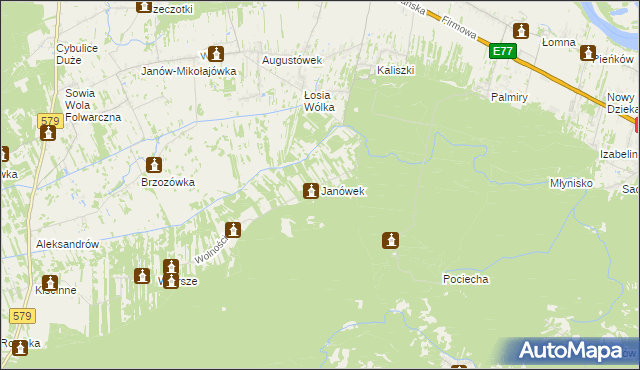 mapa Janówek gmina Czosnów, Janówek gmina Czosnów na mapie Targeo