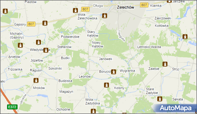 mapa Janówek gmina Żelechów, Janówek gmina Żelechów na mapie Targeo