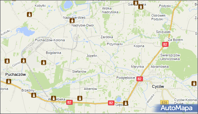 mapa Janowica gmina Cyców, Janowica gmina Cyców na mapie Targeo