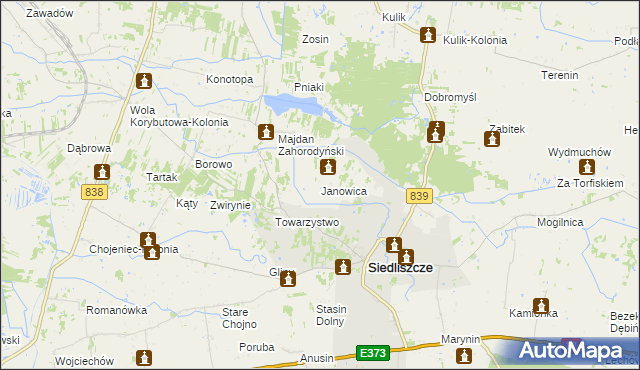 mapa Janowica gmina Siedliszcze, Janowica gmina Siedliszcze na mapie Targeo