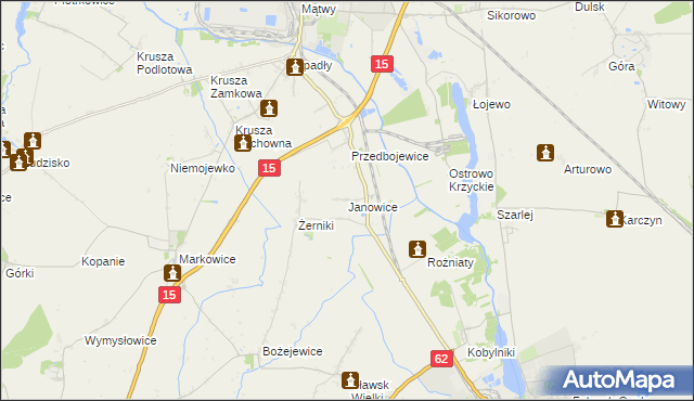 mapa Janowice gmina Kruszwica, Janowice gmina Kruszwica na mapie Targeo