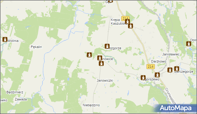 mapa Janowice gmina Nowa Wieś Lęborska, Janowice gmina Nowa Wieś Lęborska na mapie Targeo