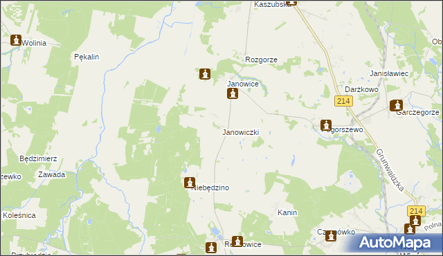 mapa Janowiczki gmina Nowa Wieś Lęborska, Janowiczki gmina Nowa Wieś Lęborska na mapie Targeo