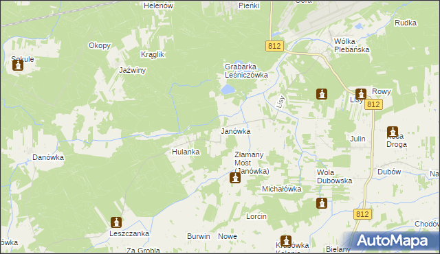 mapa Janówka gmina Biała Podlaska, Janówka gmina Biała Podlaska na mapie Targeo