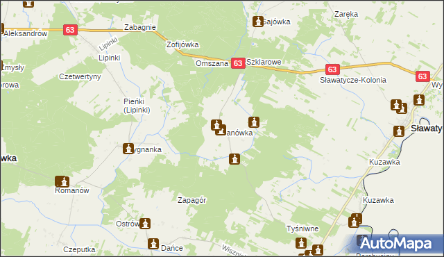 mapa Janówka gmina Hanna, Janówka gmina Hanna na mapie Targeo