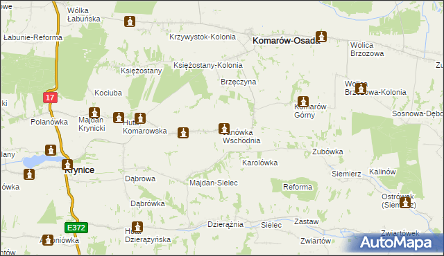 mapa Janówka Wschodnia, Janówka Wschodnia na mapie Targeo