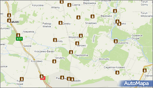 mapa Janowo gmina Zakroczym, Janowo gmina Zakroczym na mapie Targeo