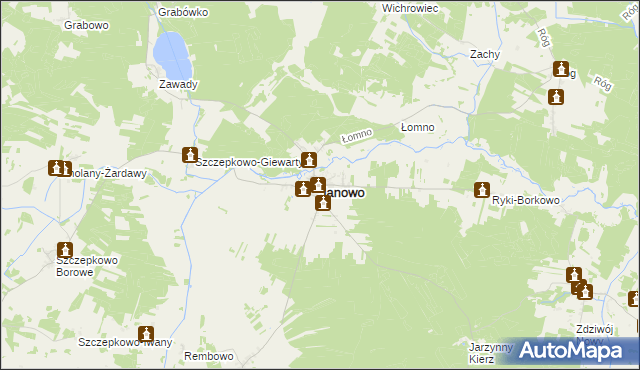 mapa Janowo powiat nidzicki, Janowo powiat nidzicki na mapie Targeo