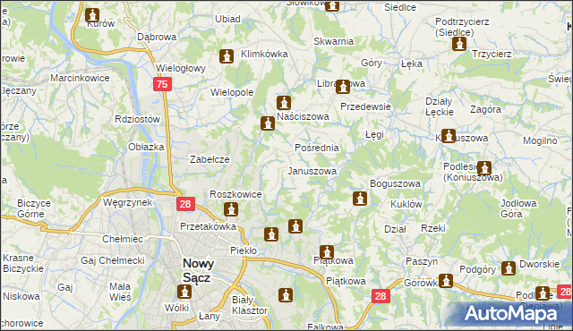 mapa Januszowa, Januszowa na mapie Targeo