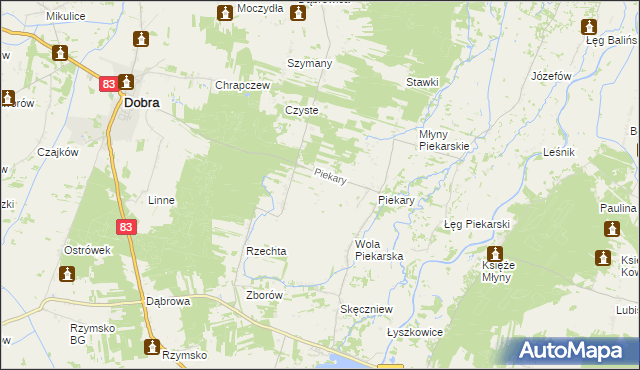 mapa Januszówka gmina Dobra, Januszówka gmina Dobra na mapie Targeo