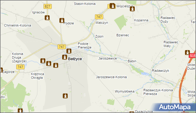 mapa Jaroszewice, Jaroszewice na mapie Targeo