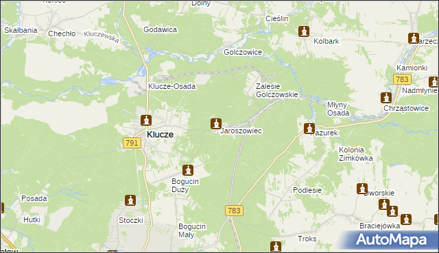 mapa Jaroszowiec, Jaroszowiec na mapie Targeo