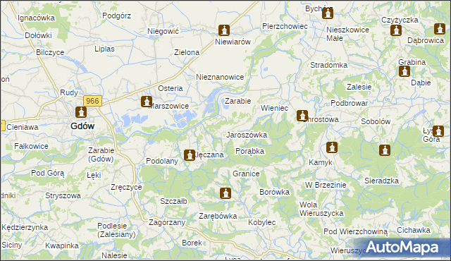 mapa Jaroszówka gmina Gdów, Jaroszówka gmina Gdów na mapie Targeo