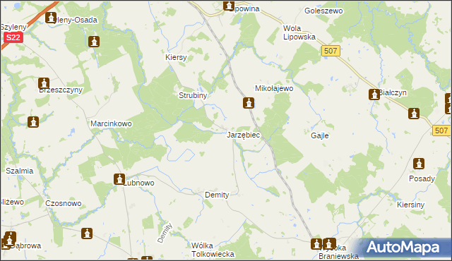 mapa Jarzębiec gmina Płoskinia, Jarzębiec gmina Płoskinia na mapie Targeo