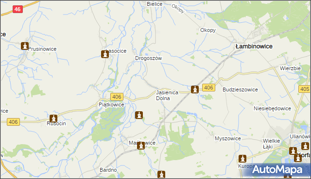 mapa Jasienica Dolna, Jasienica Dolna na mapie Targeo