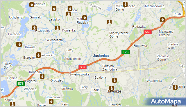 mapa Jasienica powiat bielski, Jasienica powiat bielski na mapie Targeo