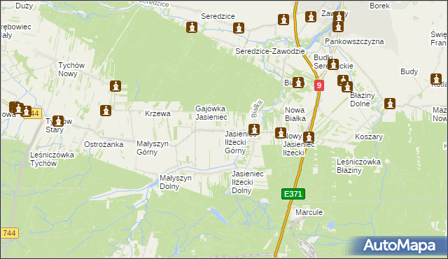 mapa Jasieniec Iłżecki Górny, Jasieniec Iłżecki Górny na mapie Targeo