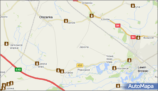 mapa Jasiona gmina Lewin Brzeski, Jasiona gmina Lewin Brzeski na mapie Targeo