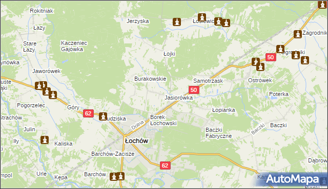 mapa Jasiorówka, Jasiorówka na mapie Targeo