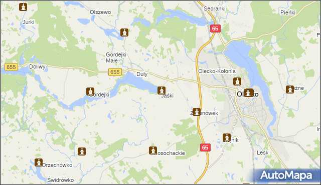 mapa Jaśki gmina Olecko, Jaśki gmina Olecko na mapie Targeo