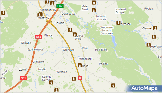 mapa Jaśki gmina Raczki, Jaśki gmina Raczki na mapie Targeo