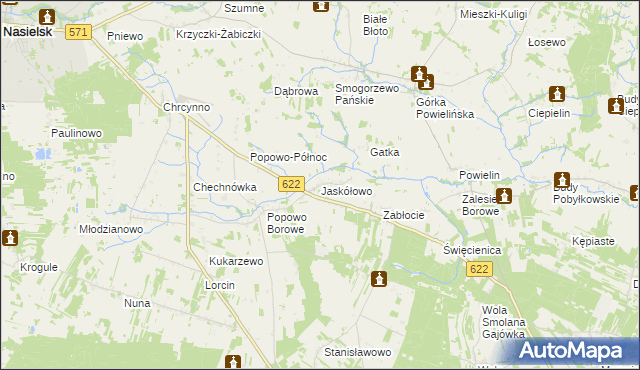 mapa Jaskółowo, Jaskółowo na mapie Targeo