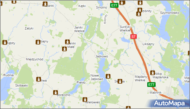 mapa Jaśkowo gmina Zalewo, Jaśkowo gmina Zalewo na mapie Targeo