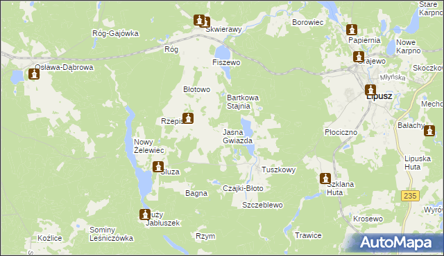 mapa Jasna Gwiazda, Jasna Gwiazda na mapie Targeo