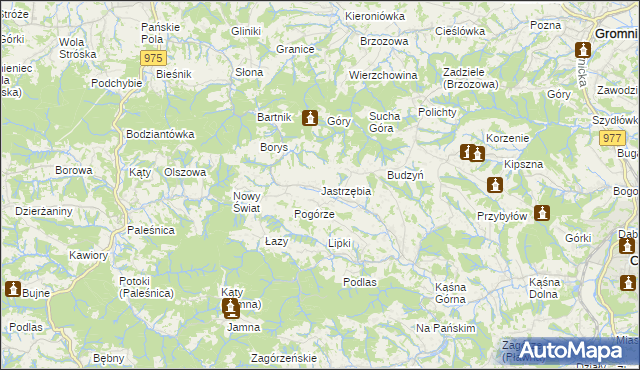 mapa Jastrzębia gmina Ciężkowice, Jastrzębia gmina Ciężkowice na mapie Targeo