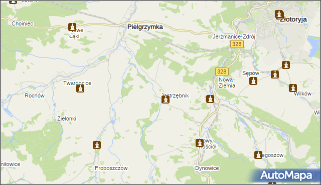 mapa Jastrzębnik gmina Pielgrzymka, Jastrzębnik gmina Pielgrzymka na mapie Targeo