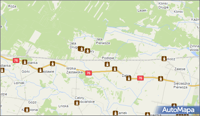 mapa Jata gmina Łuków, Jata gmina Łuków na mapie Targeo