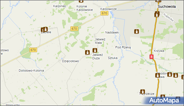 mapa Jatwieź Duża, Jatwieź Duża na mapie Targeo