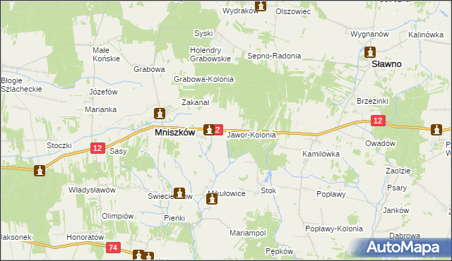 mapa Jawor-Kolonia, Jawor-Kolonia na mapie Targeo