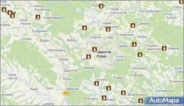 mapa Jawornik-Przedmieście, Jawornik-Przedmieście na mapie Targeo