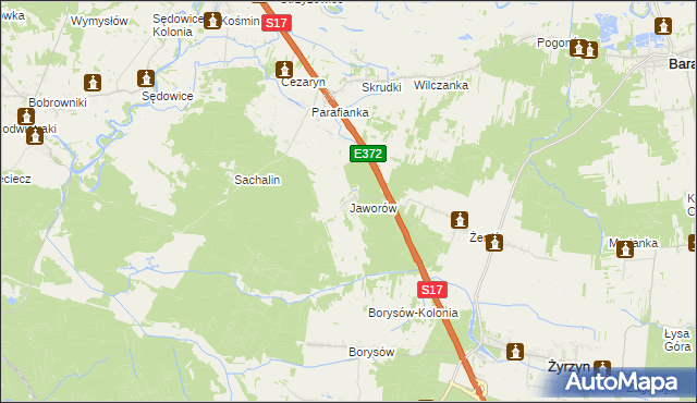 mapa Jaworów gmina Żyrzyn, Jaworów gmina Żyrzyn na mapie Targeo