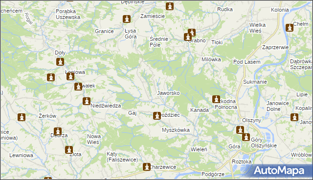 mapa Jaworsko, Jaworsko na mapie Targeo