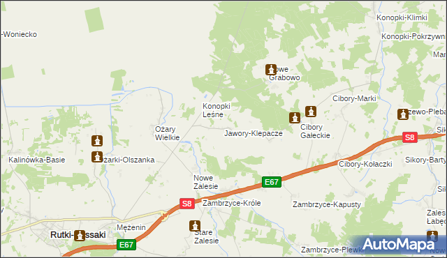 mapa Jawory-Klepacze, Jawory-Klepacze na mapie Targeo