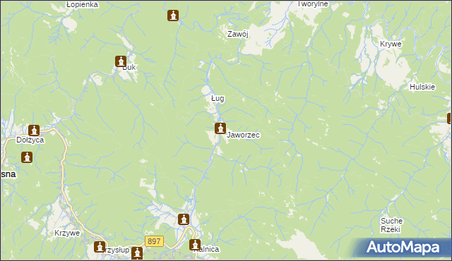 mapa Jaworzec, Jaworzec na mapie Targeo