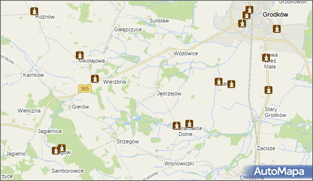 mapa Jędrzejów gmina Grodków, Jędrzejów gmina Grodków na mapie Targeo