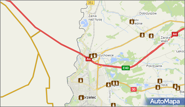 mapa Jędrzychowice gmina Zgorzelec, Jędrzychowice gmina Zgorzelec na mapie Targeo